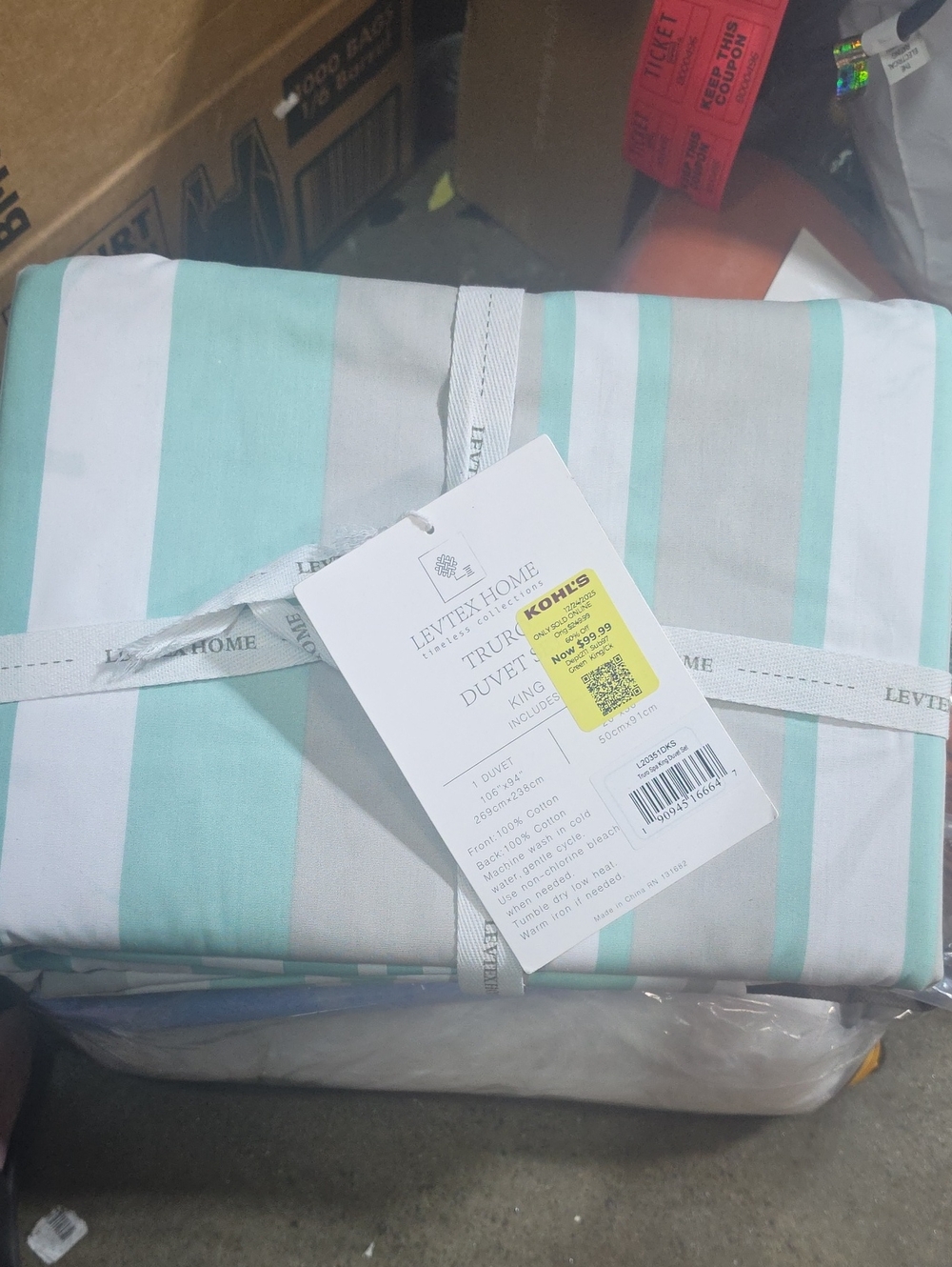 Levtex Striped Duvet Cover Set in Aqua, White, Gray